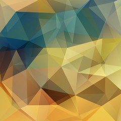 Background made of yellow, blue, beige triangles. Square composition with geometric shapes. Eps 10