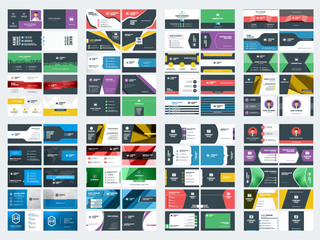 Collection of double sided business card vector templates. Stationery design vector set