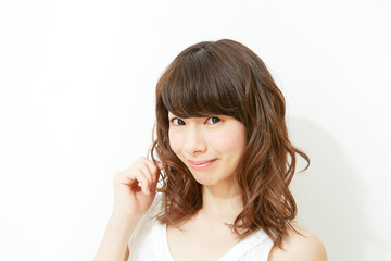 Fototapeta premium 女性ポートレート 白バック