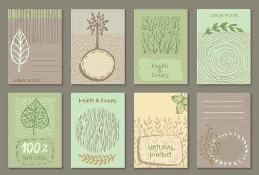 Vector set of eco nature labels or business card templates.