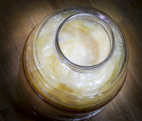 Large Jar Of Kombucha With The Scoby On Top