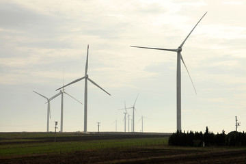 Windmill farm in mountain  