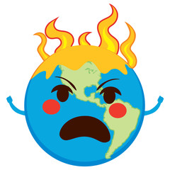 Angry Earth planet in flames global warming concept