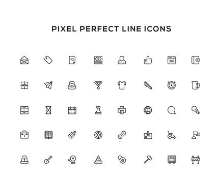 Business line icon set. Pixel perfect vector icon set for websites and infographics. Black color theme