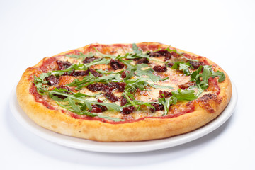 pizza on the white