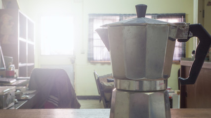 coffee pot in morning