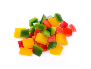 paprika  yellow, green, red isolated on white background