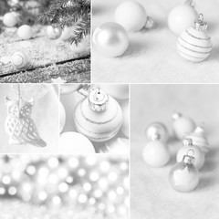 White Christmas collage with Christmas decoration