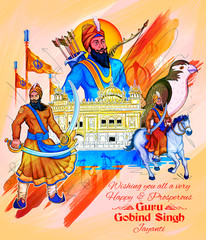 Happy Guru Gobind Singh Jayanti festival for Sikh celebration background
