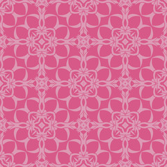 Pink Ornamental Seamless Line Pattern. Endless Texture. Oriental Geometric Ornament
