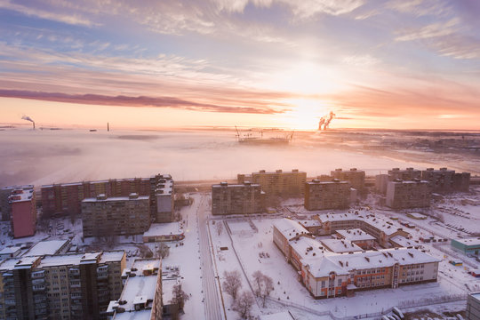 Sunrise over the city of Kaliningrad
