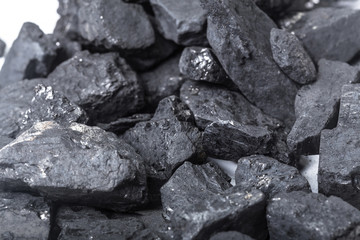Natural wood charcoal Isolated on white
