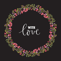 Wreath of rowan and inscription.