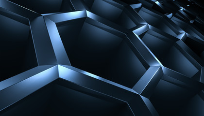 Abstract 3d-rendering background of futuristic surface with hexagons