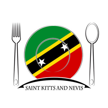 Food logo made from the flag of Saint Kitts and Nevis