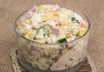 Russian traditional salad on the table