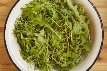 Baby kale leaves, raw for salad