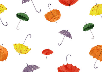 watercolor umbrella pattern, vector illustration - 129554567