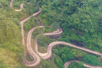 winding and curves road in Tianmen mountain national park, Hunan