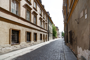 Morning in an old street. Czech Republic, Prague