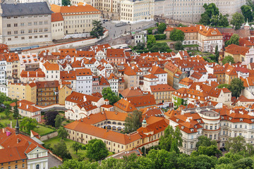 Fototapeta na wymiar Europe, Prague, aerial view on Mala Strana