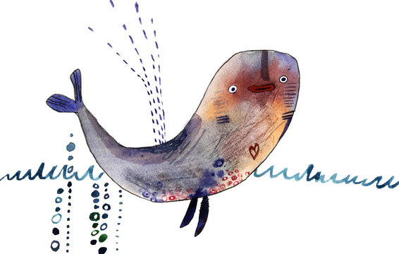 watercolor whale illustration