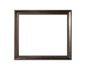 Ornamented wood empty picture frame Isolated on white background