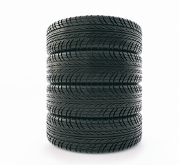 car tire on a white background - 3d rendering