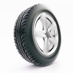 car tire on a white background - 3d rendering