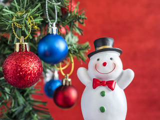 Fototapeta na wymiar Christmas tree decoration with snowman 1