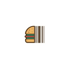 Burger Barcode Vector Logo Design Element