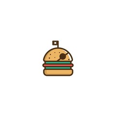 Burger Pirate Vector Logo Design Element