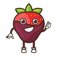 Chocolate Strawberry Character Vector Logo Design Element