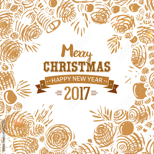 Free vector "Christmas card with hand drawn sketch" Stock image and royalty-free vector files on Fotolia.com