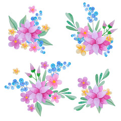 Set of watercolor flowers.