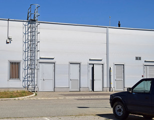 Back side of the warehouse building