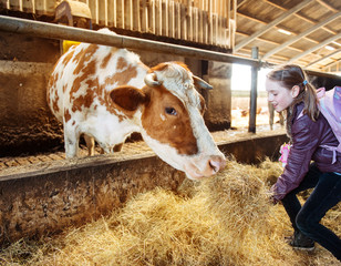 Child at an organic milk farm