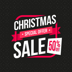 Fototapeta premium Christmas Sale Special Offer 50% Off Label