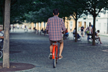 Young man riding a fixie