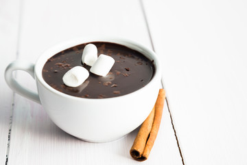 A mug of hot chocolate with cinnamon