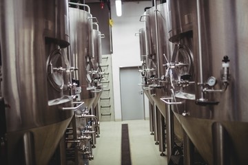 Storage tank with gauges at brewery