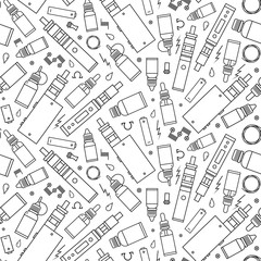 Vector seamless pattern for vape shop and vape service, e-cigarette store. Wrapping paper pattern on white background