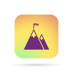 Mountain peak with flag icon