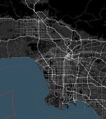 Black and white map of Los Angeles city. California Roads - 129563170