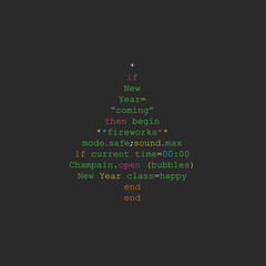 Christmas tree made of programming code in Ruby language