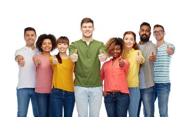 international group of people showing thumbs up
