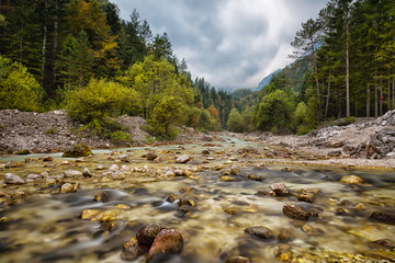 Beautiful landscape with the mountain river