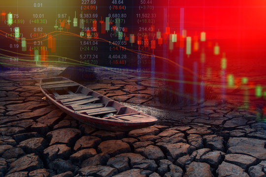 Agriculture crisis concept with droght land background,Double exposure.