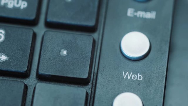 web button on the keyboard. opening a browser, the beginning of the work, the internet technology