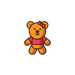 Teddy Girl Toy Kids Vector Logo Design Element